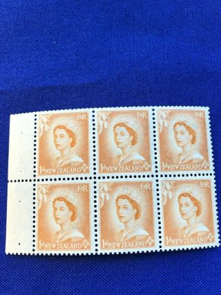 Stamps,  Zealand (1 Booklet Pane Of 6) Qeii,  1953,  Mnh,  Catval:$25us,  Pr:$10us (7095