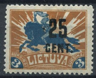 1922 Lithuania Lietuva Definitive Ovp.  Mi 170 (25 Cent On 3auk) Cv 25e