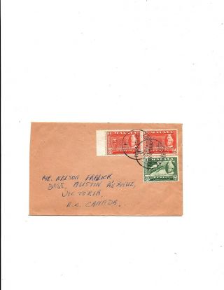 Malaya Perlis 1958 In Singapore To Canada Sc 131 8c Value Rate 12c