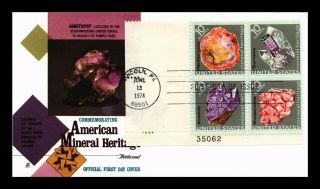 Dr Jim Stamps Us Amethyst American Mineral Heritage Fdc Cover Plate Block