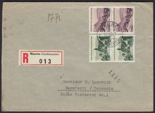 Liechtenstein 1947 Registered Cover From Mauren To Romania (24267