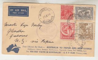 Australia,  1934 Boomerang First Flight Reg.  Cover Brisbane To Port Moresby,  Png.