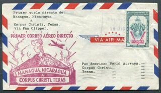 Nicaragua First Flight Cover Via Clipper To Corpus Christi 1946 Uptown 50871
