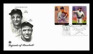 Dr Jim Stamps Us Legends Of Baseball Lou Gehrig Pie Traynor Combo Fdc Cover
