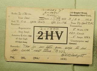 Dr Who 1926 Amherst Ma Postal Card Qsl Ham Radio 2hv E67373