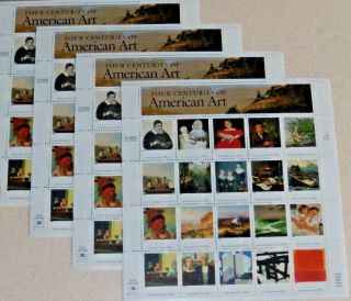 Four X 20 Of Four Centuries Of American Art 32¢ Us Postage Stamps.  Sc 3236 A - T