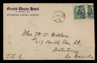 Dr Who 1909 Canada Halfway Lake Grand Union Hotel Advertising To Usa E67295