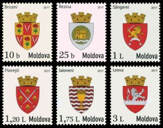 Moldova Stamps Cities Coat Of Arms,  Mnh,  6v,  2017