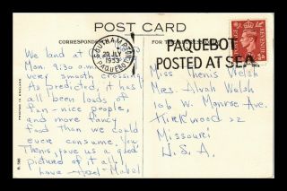 Dr Jim Stamps Rms Queen Elizabeth Steamship Ships Mail Postcard 1953