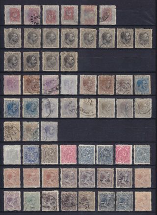 SPANISH WEST INDIES 1855 - 1897,  125 STAMPS,  COLOR SHADES 2