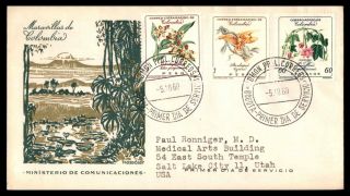 Mayfairstamps Colombia 1960 Set Of 3 Flora Stamps First Day Cover Wwb21047