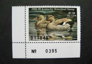 1998 Kentucky State Duck Migratory Waterfowl Stamp Mnhog