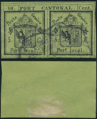 Switzerland - Geneva 1843,  Coat Of Arms,  Forgery Pair.  B592