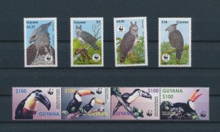 Lk58889 Guyana Wwf Toucan & Harpy Eagle Birds Fine Lot Mnh