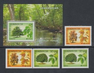 Azerbaijan 2011 Europa Un Year Of The Forest Pair / Booklet Pair / M/s