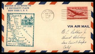 Mayfairstamps 1947 First Flight Cover San Jose California - San Luis Obispo Cali