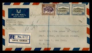 1949 Western Samoa Registered Apia To Usa