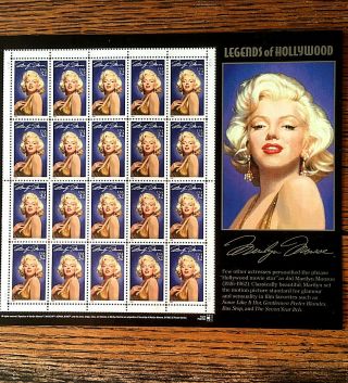 1995 Marilyn Monroe: Legends Of Hollywood Series 1 Sheet 20 32¢ Stamps 2967