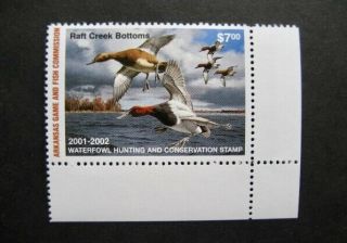 2001 Arkansas State Duck Migratory Waterfowl Stamp Mnhog