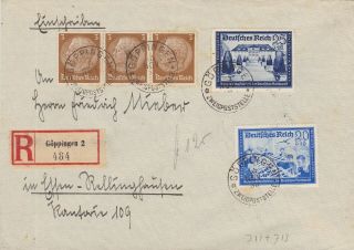 762) Germany - Registered Cover 14.  Nov.  1939 GÖppingen To Essen Rellinghausen