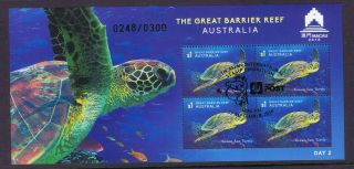 Australia Macau 2018 Stampex Great Barrier Reef Ltd Edition Day 2 Turtle Mini