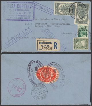 Mexico 1951 - Registered Air Mail Cover To Germany 30240/6