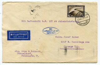 Germany 1928 Zeppelin Lz 127 - Airmail Cover To Chicago Il - Usa - Luftpost -