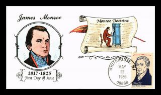 Dr Jim Stamps Us James Monroe Doctrine Collins Hand Painted Fdc Cover