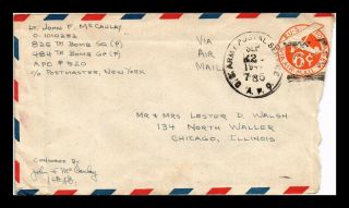 Dr Jim Stamps Us Apo 520 World War Ii Army Post Office Air Mail Cover 1944