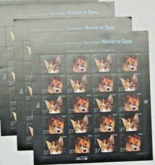 Three X 20 = 60 Save Lives Neuter Or Spay 37¢ Us Postage Stamps.  Scott 3670 - 71