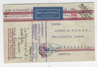 Germany Zeppelin Postcard to Brookylin NY C36 2
