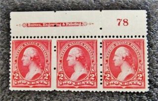Nystamps Us Stamp 265 Appears Og Nh P Strip Of 3 $275