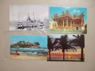 Four Asia Post Cards W/pictures:burma,  Singapore,  Ceylon,  Philippines