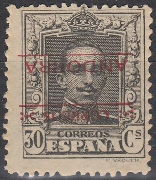 Spanish Andorra 1928 Edifil 7hi Habilitación Invertida Spain (ref 7663)
