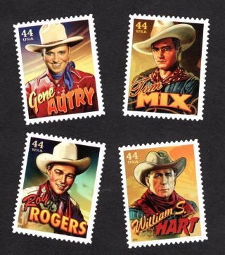 Three Sheets x 20 COWBOYS Of The SILVER SCREEN 44¢ US PS Stamps.  Scott 4446 - 4449 4