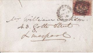 Ireland :1876 1d Plate ? On Envelope To Liverpool - Monkstown 336 Numeral
