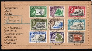 Gilbert & Ellice Is 1939 Gvi Registered Air Mail Cover Front - Ocean Is To Uk