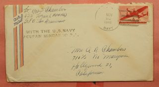 Dr Who 1945 Naval Uss Logan Ship Mindanao Philippines To Usa,  Letter 122083