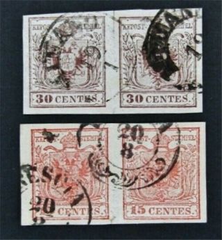 Nystamps Austrian Offices Abroad Lombardy Venetia Stamp 4.  5 $67 Pairs