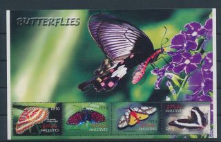 Lk62974 Maldives Insects Bugs Flowers Butterflies Good Sheet Mnh