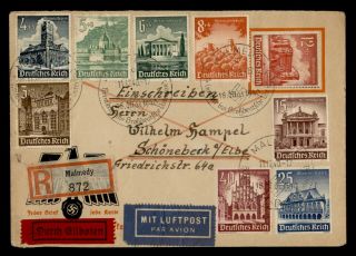 Dr Who 1940 Germany Malmedy Registered Airmail To Schonebeck Semi Post E54514