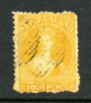 Zealand 1864 Chalon Head 4d Yellow (sg120) With Faults - See Scans