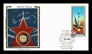 Dr Jim Stamps Ussr Russia Apollo Soyuz Space Mission Fdc Silk Cachet Cover
