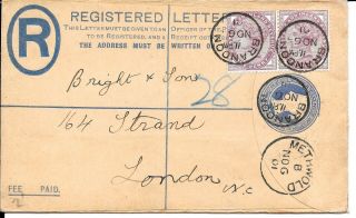 Norfolk 1901 Postal Stationery 2d Regd Env.  Brandon Cds Hooded Circle Datestamp