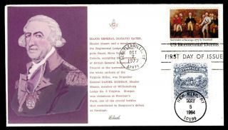 Revolutionary War Mason General Gates 1728 Stamp Edsel Masonic Cover Fdc (9759)