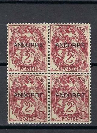 Andorra 1931 Sc 2 French Administration 2c Andorre Block 4 Mnh