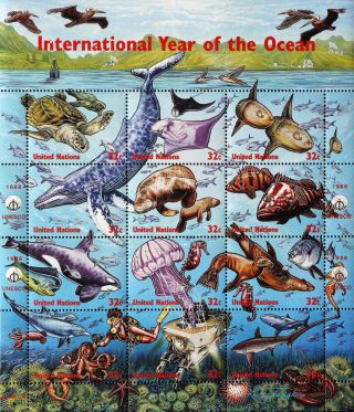 United Nations York 1998 Year Of The Ocean,  1 M/sh.  Mnh,  Un - 23