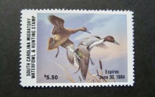 1983 South Carolina State Duck Migratory Waterfowl Stamp Mnhog