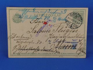 Hungary Old Postal Stationery 1915 Budapest To Germany Censor (n8/35)
