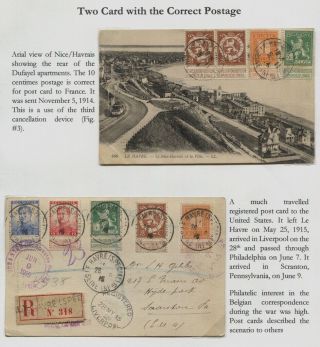 (jt) Belgium 1914 & 1915 Postal Cards To France And Registered To Usa Via Uk